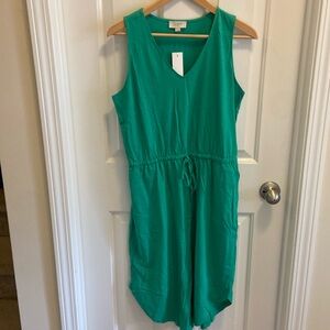 NWT Loft Outlet Green Sleeveless Dress with Tie Waist Sz M